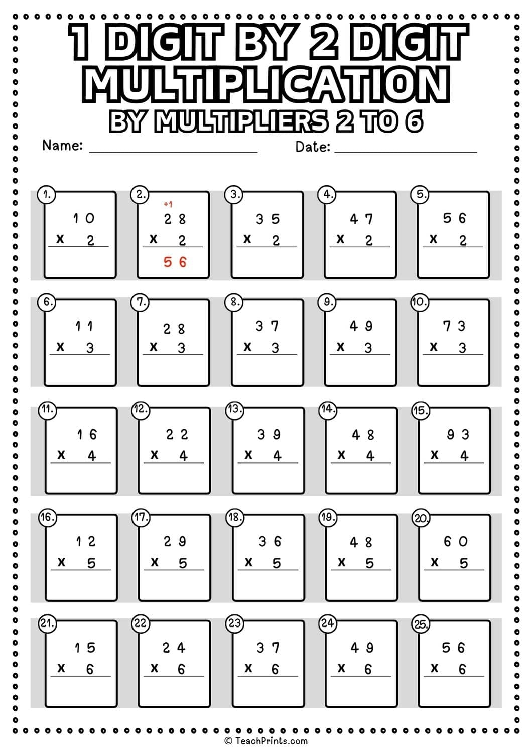 1 Digit By 2 Digit Multiplication Worksheets Teach Prints 1 Digit By 2 Digit Multiplication Worksheets Teach Prints