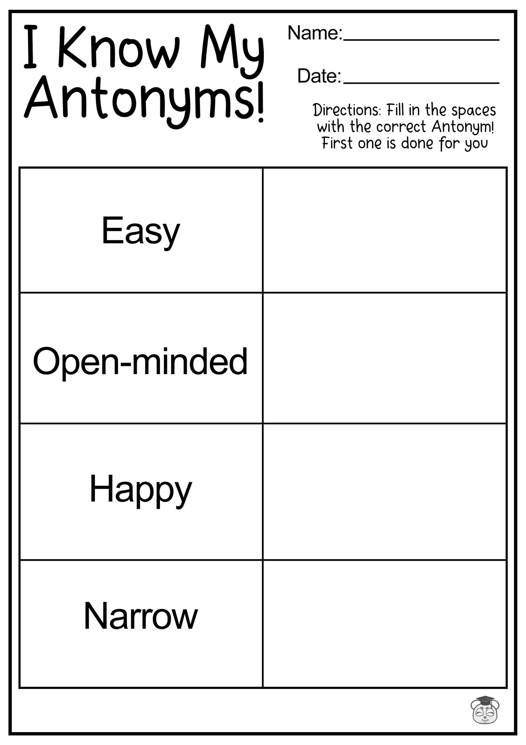 10 Printable Antonym English Worksheets Fill In The Blank Using Antonyms Ages 4 7 KG1 To Grade 2 Etsy Israel