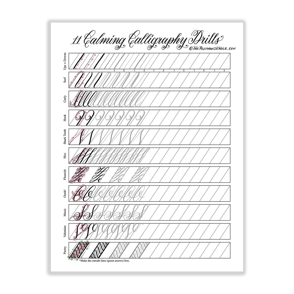 Free Basic Brush Pen Calligraphy Worksheet The Postman S Knock