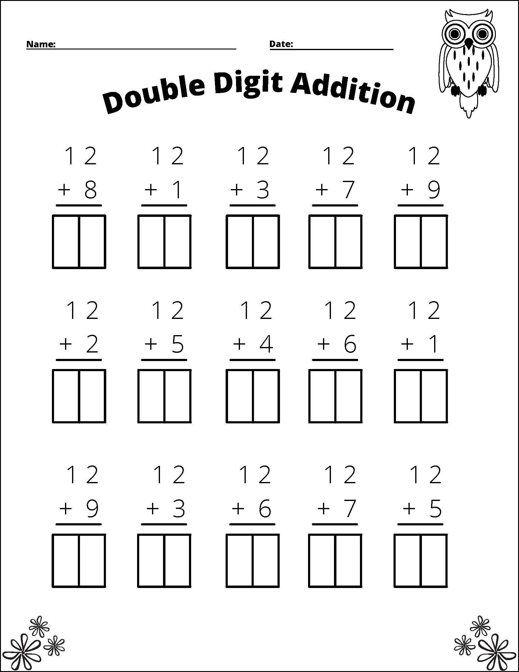 Two Digit Addition Worksheets Printable 2 Digit Problems Free Printables Lettering SVG Files Tools Apps