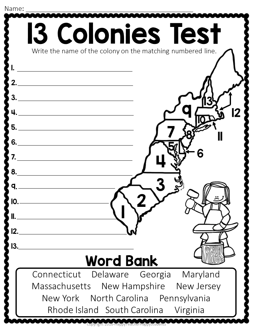 13 Colonies Map Black And White Blank Storyboard