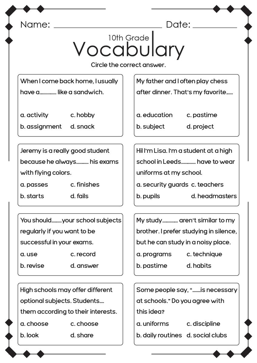 13 High School English Language Arts Worksheets Free PDF At Worksheets Library