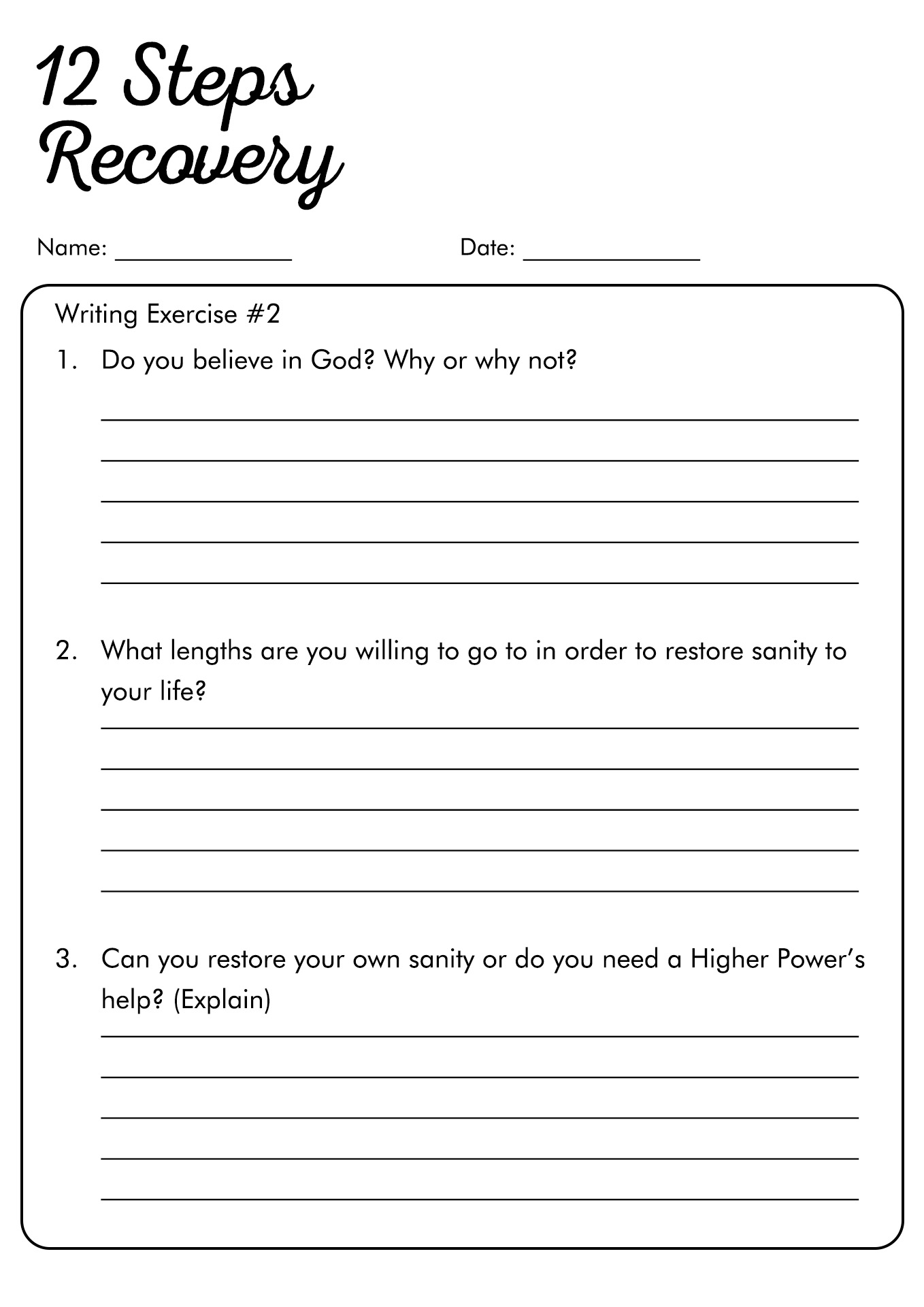 15 12 Step Recovery Worksheets Free PDF At Worksheeto
