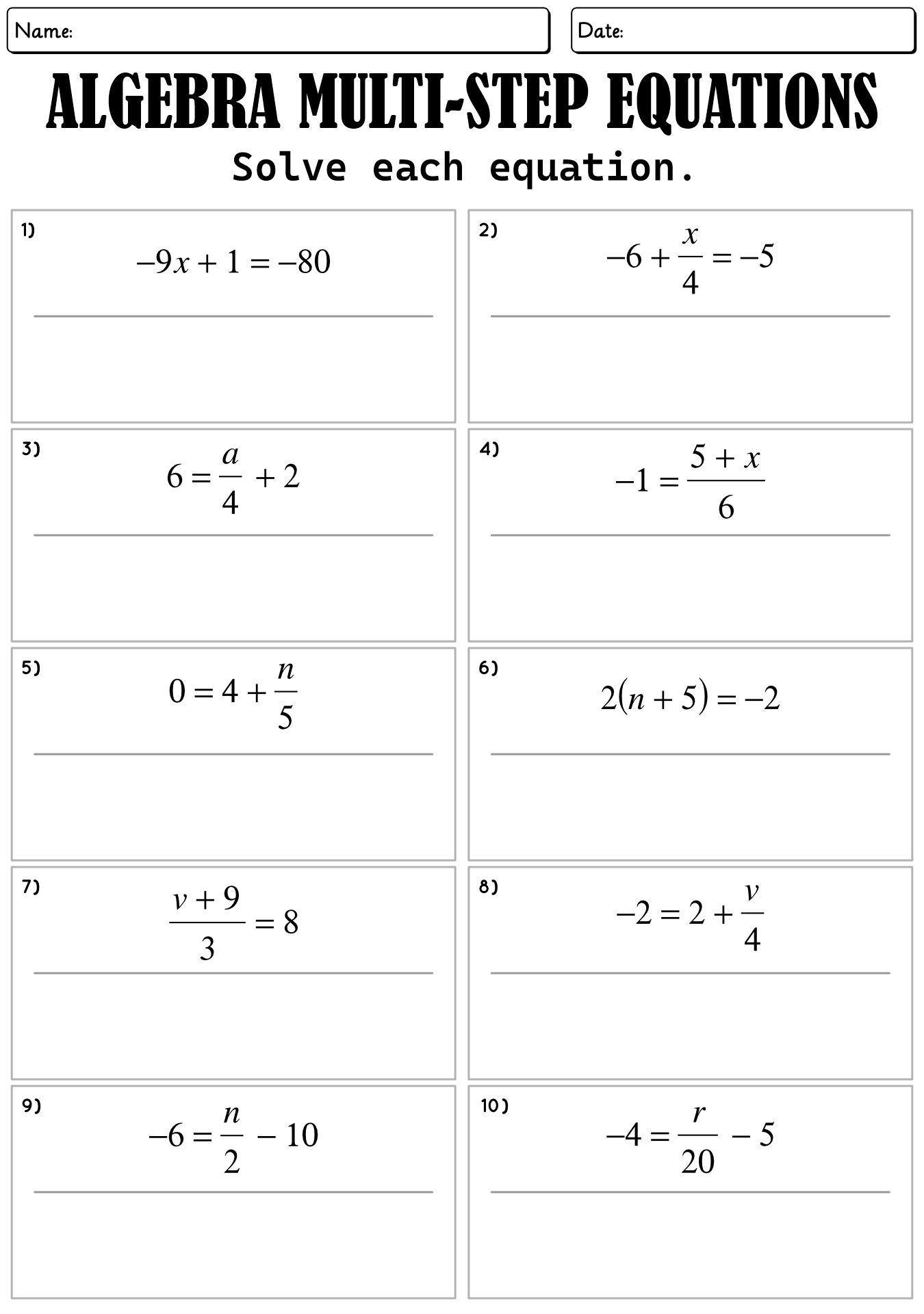 15 Multi Step Equations Worksheets Free PDF At Worksheeto