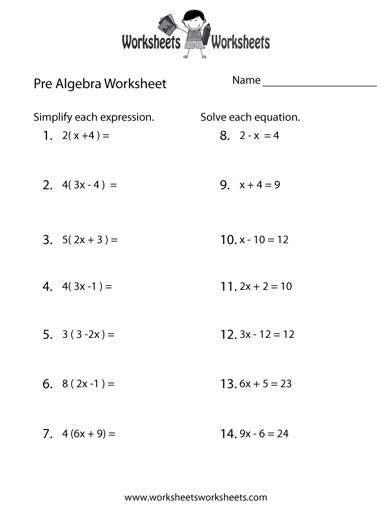 Pre Algebra Worksheets Equations Worksheets Worksheets Library