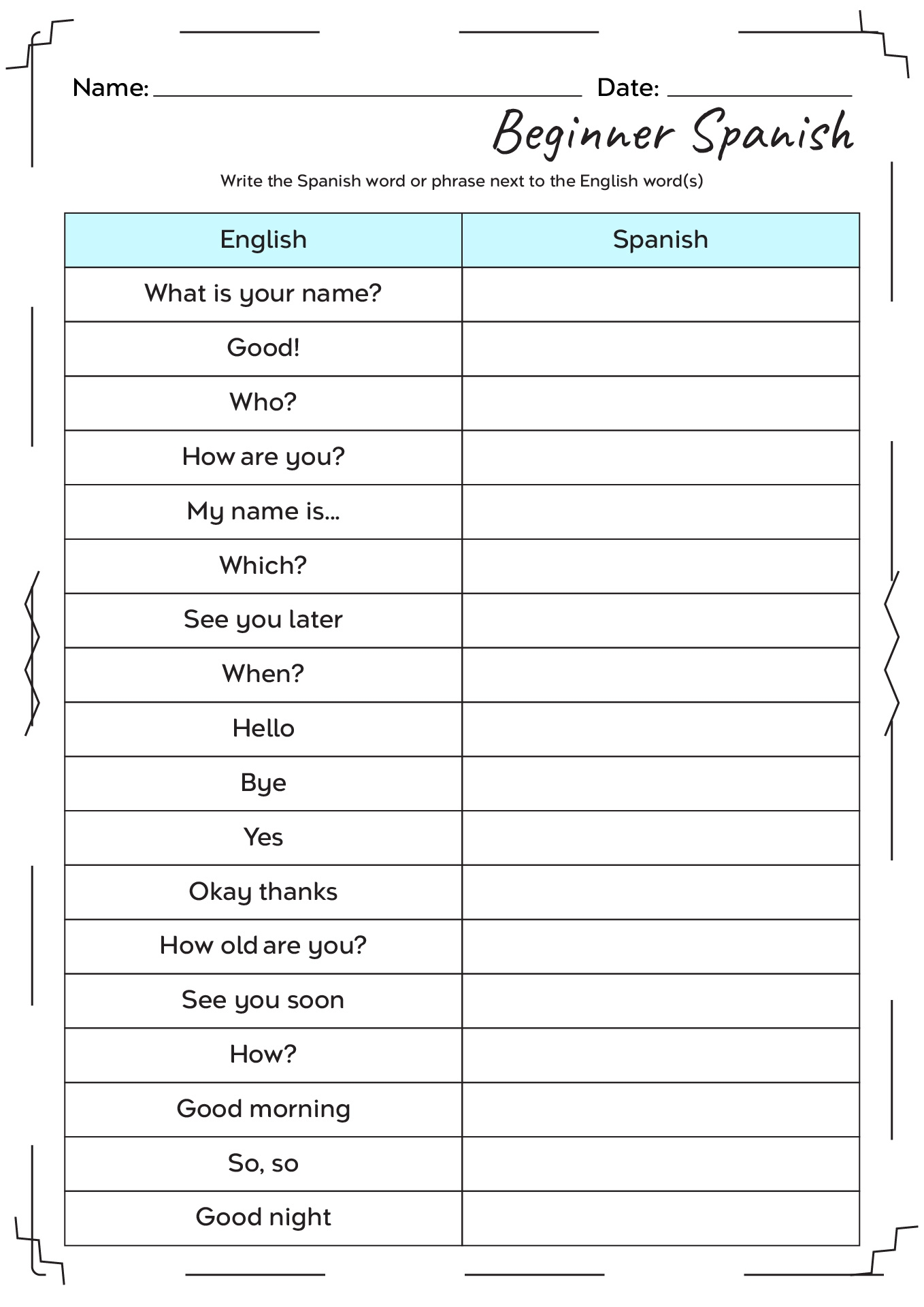 Printable Beginner Spanish Greetings Worksheet Saludos En Espa Ol Made By Teachers