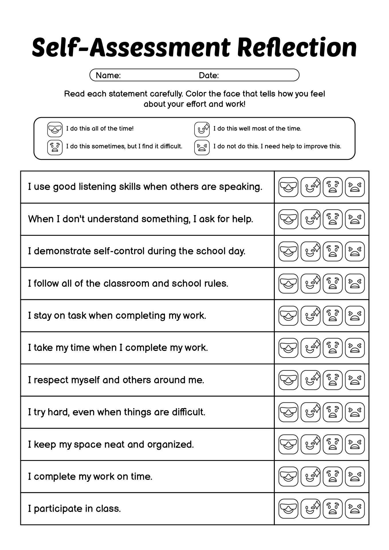 19 Student Behavior Reflection Worksheets Free PDF At Worksheeto 19 Student Behavior Reflection Worksheets Free PDF At Worksheeto