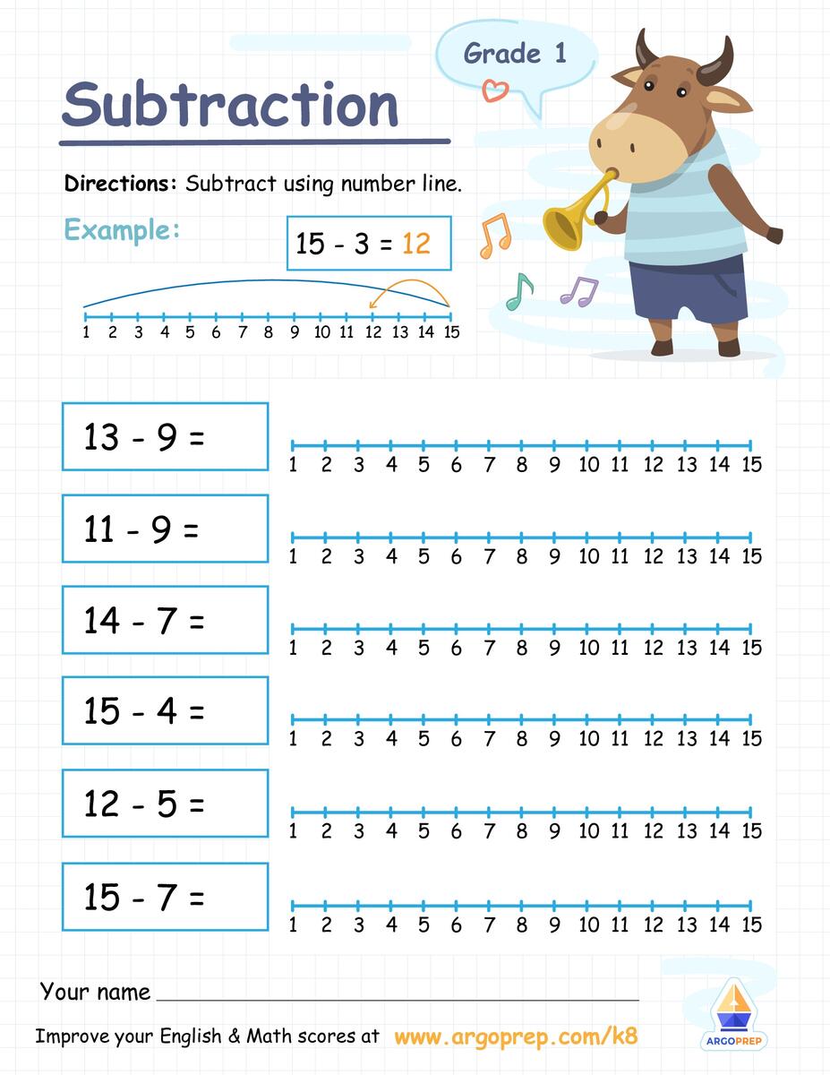 1st Grade Add 3 Single Digit Number Number Lines Worksheets For Free ArgoPrep