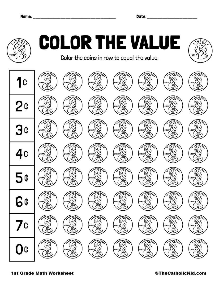 Free Math Money Worksheets 1st Grade