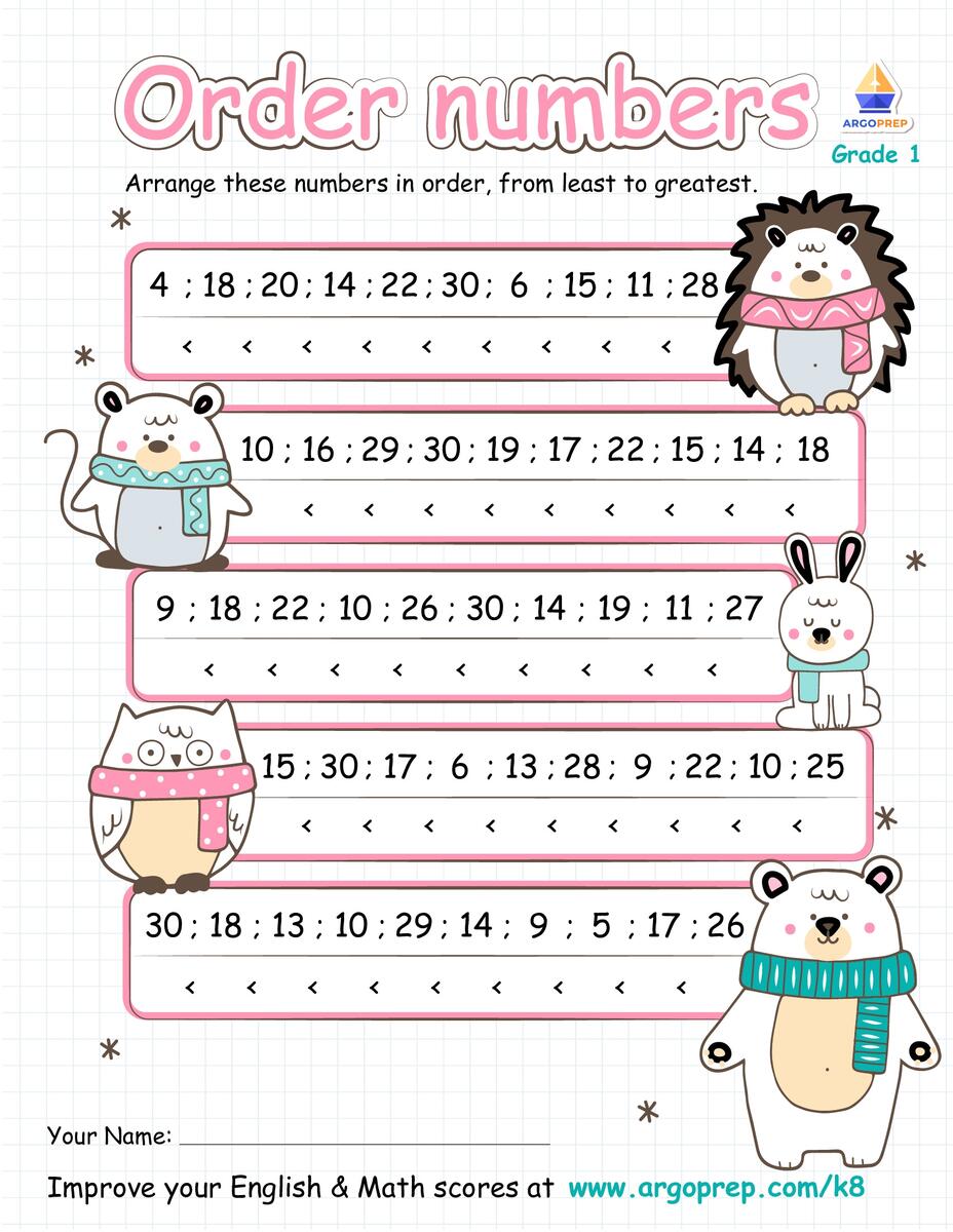 1st Grade Number Patterns Order Numbers Worksheets For Free ArgoPrep