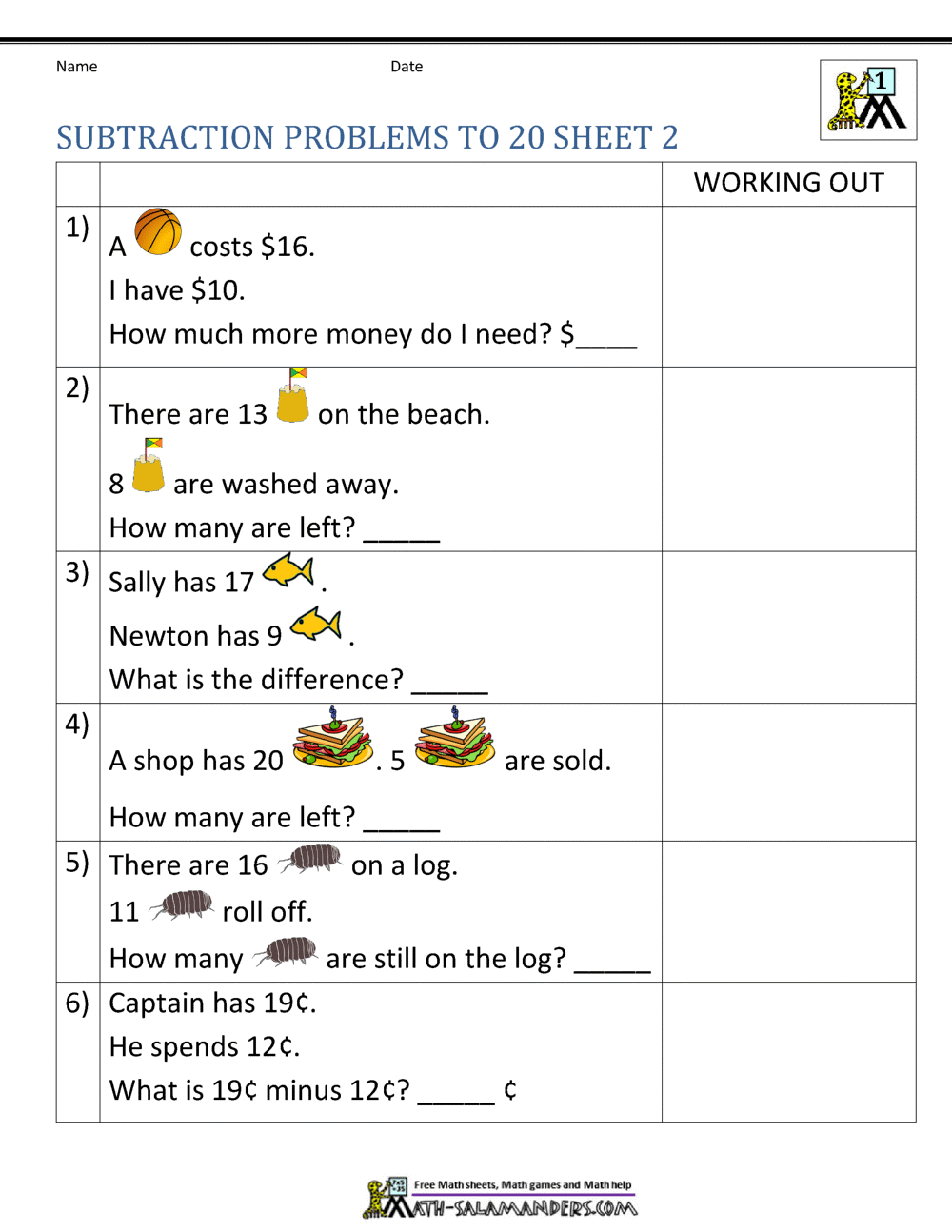 Subtraction Word Problems Free Worksheet For Kids SKOOLGO