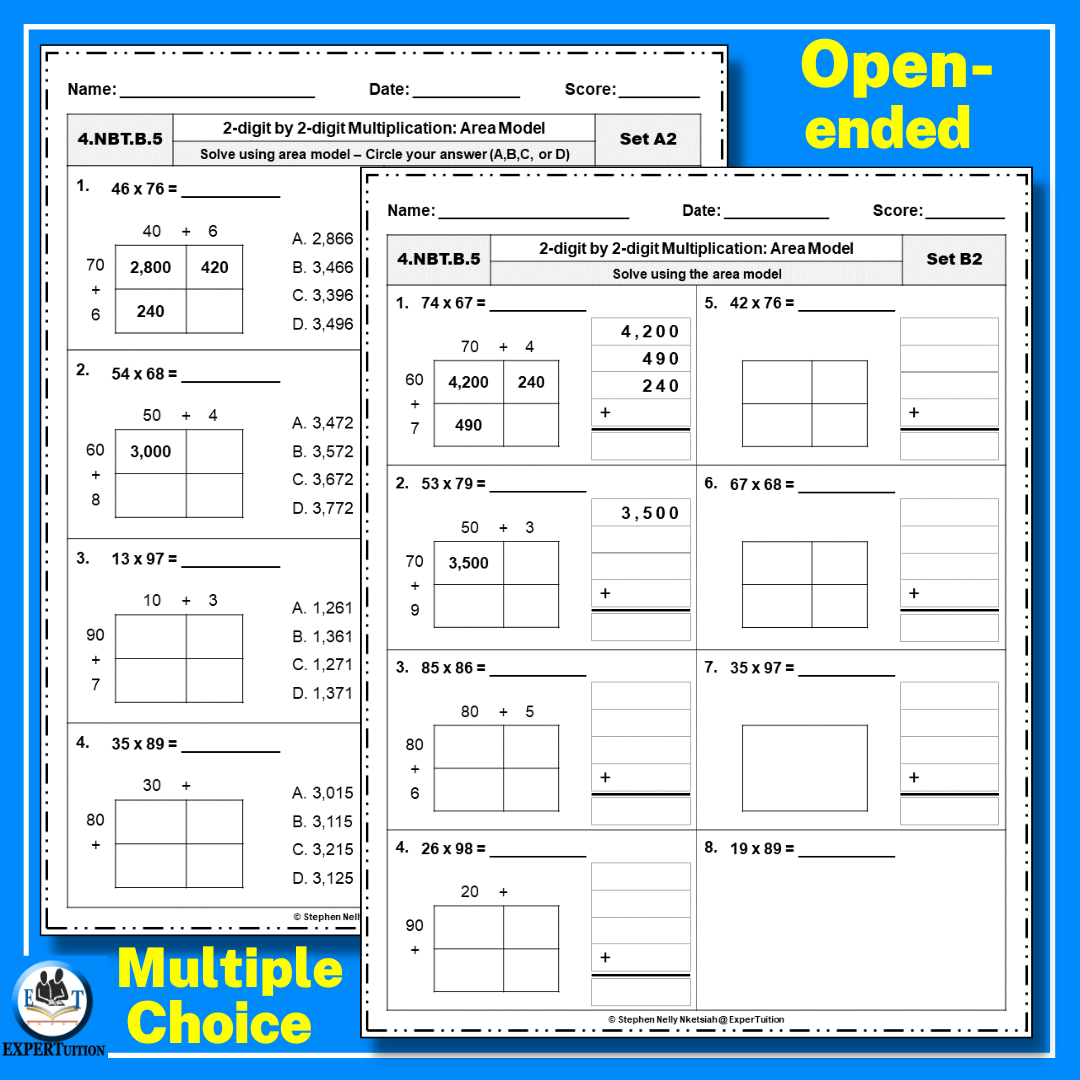 2 Digit By 2 Digit Area Model Multiplication Worksheets ExperTuition 2 Digit By 2 Digit Area Model Multiplication Worksheets ExperTuition