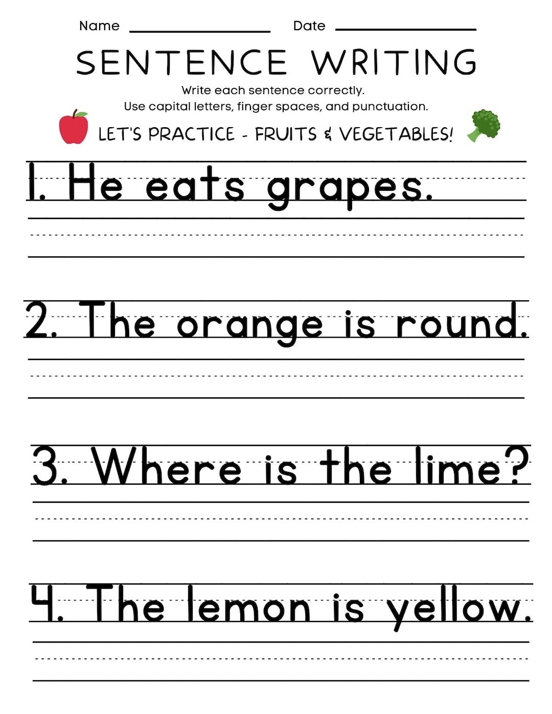 25 THEMED Printable Sentence Writing Worksheets Write The Sentence Worksheets Practice Writing Activity 1st 3rd Grade ELA Worksheets Etsy