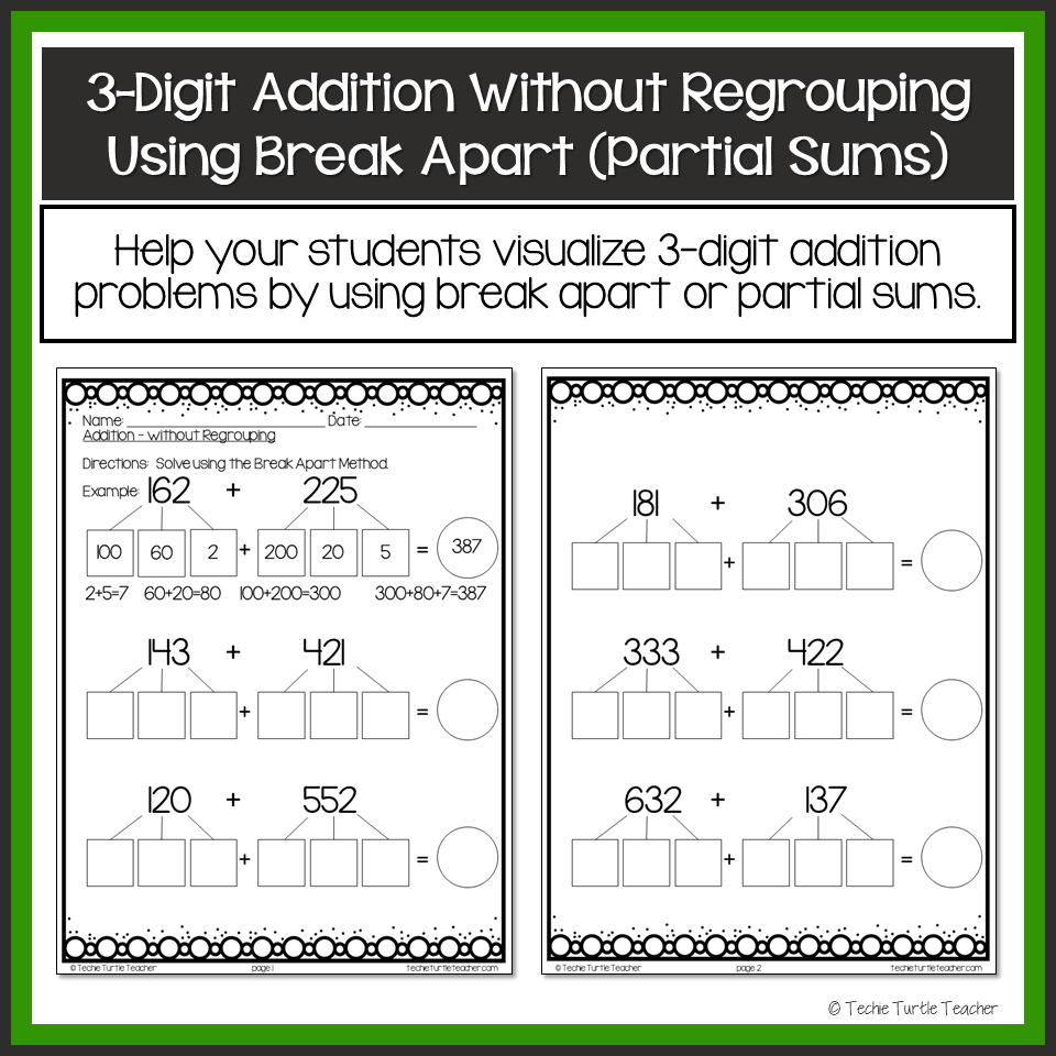 2 Digit Addition With Regrouping Using Break Apart Partial Sums Strategy Made By Teachers