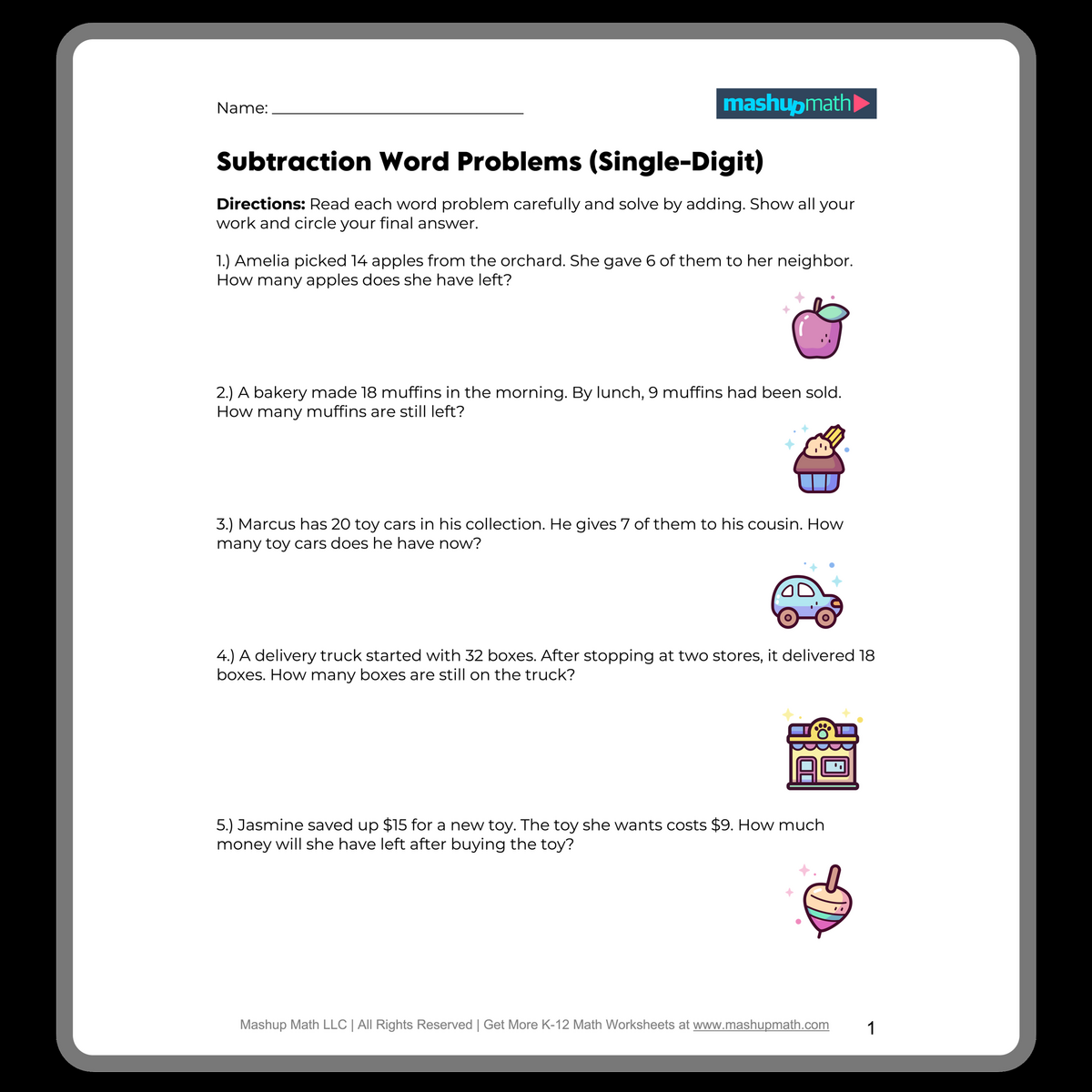 3rd Grade Word Problems Free PDF Worksheets Mashup Math