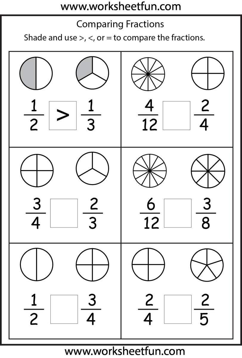 Free Printable Fractions Worksheets Comparing Identifying Free Printables Lettering SVG Files Tools Apps