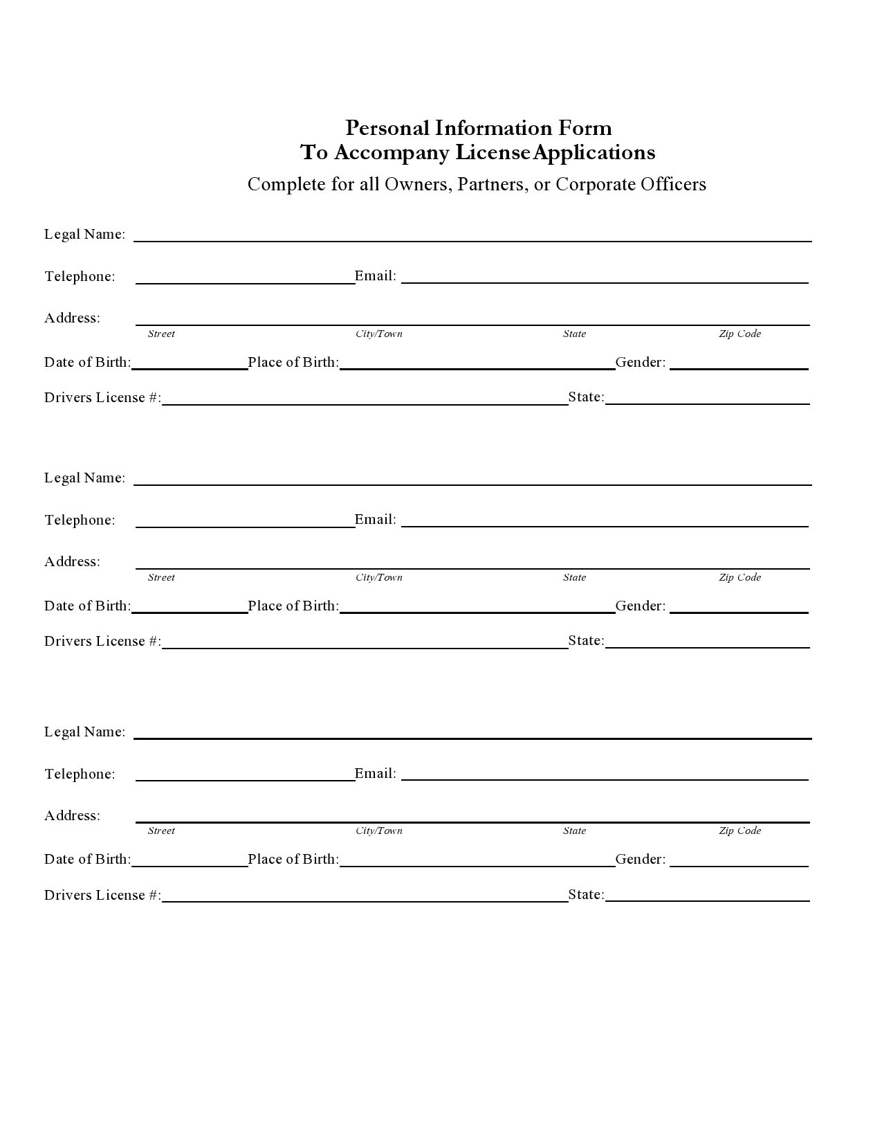 41 Free Personal Information Forms Templates TemplateLab