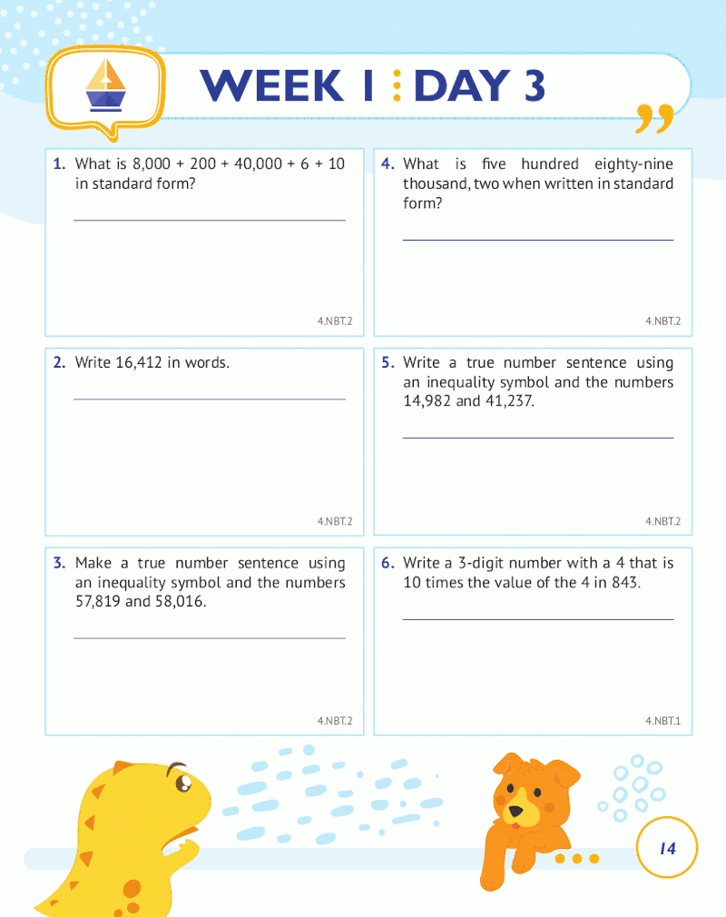 4th Grade Common Core Math Daily Practice Workbook Part II Free Response ArgoPrep