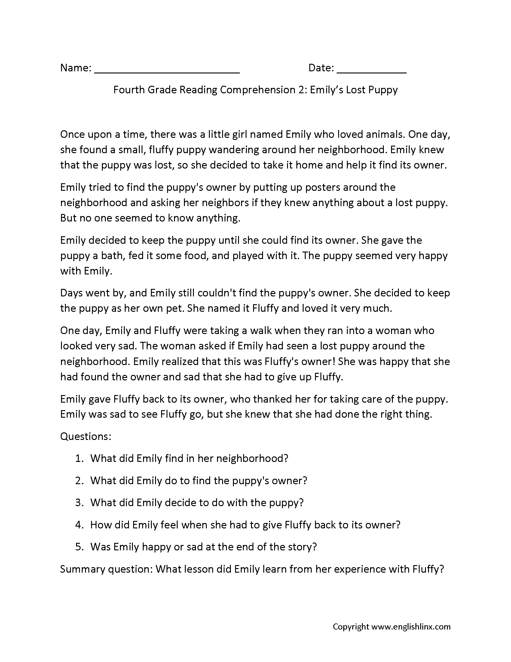 4th Grade Reading Comprehension Worksheets Free Printable Passages Questions Fourth Grade Reading Comprehension Superstar Worksheets