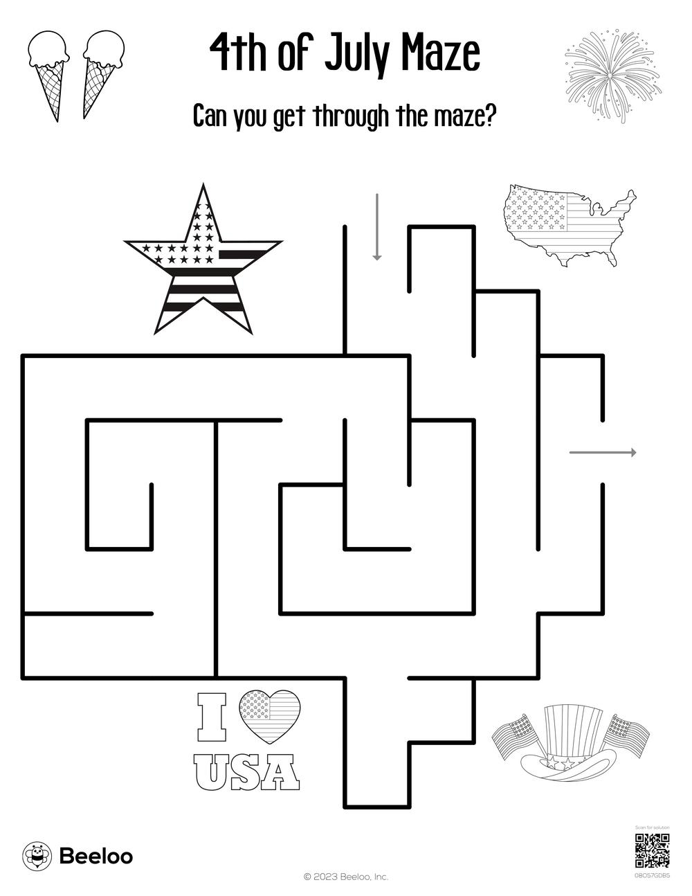 4th Of July Maze Beeloo Printable Crafts And Activities For Kids