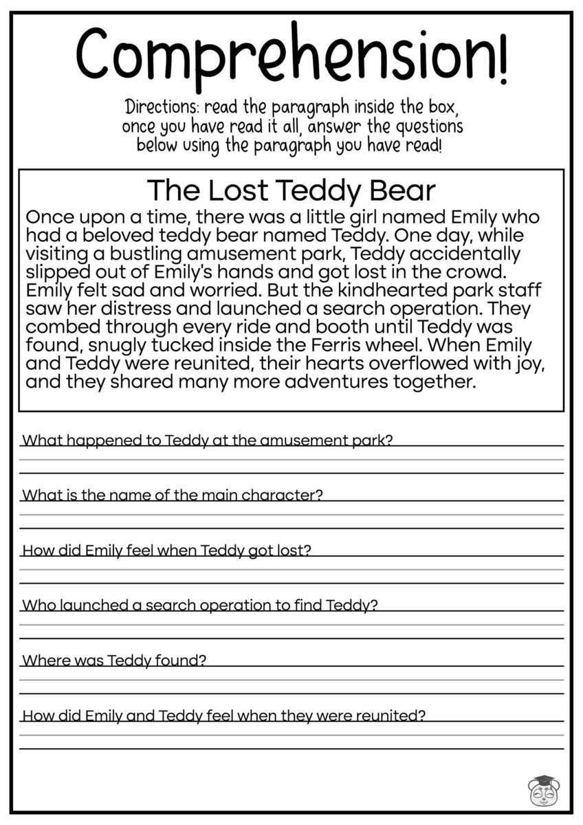 5 Printable Reading Comprehension English Worksheets Ages 4 7 KG1 To Grade 2 Etsy