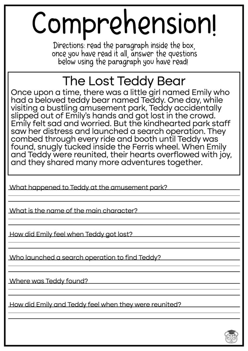5 Printable Reading Comprehension English Worksheets ages 4 7 KG1 To Grade 2 Etsy