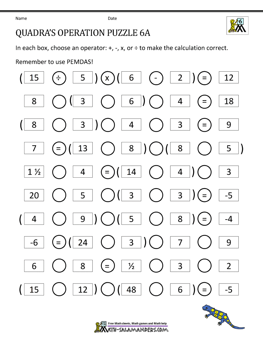 Free 6th Grade Math Worksheets Printable W Answers Mashup Math