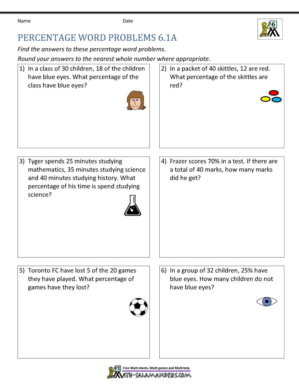 6th Grade Percent Word Problems 6th Grade Percent Word Problems
