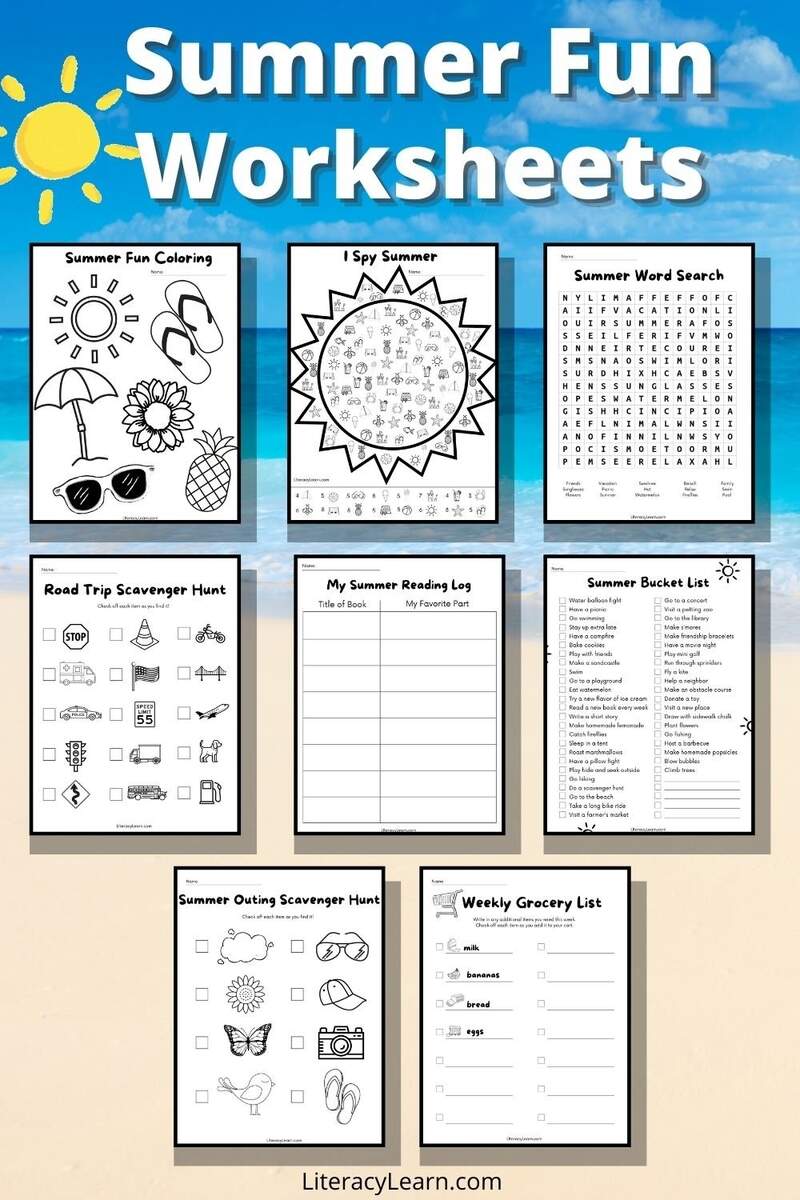 8 Summer Fun Worksheets For Preschool Through Second Grade Free Printables Literacy Learn