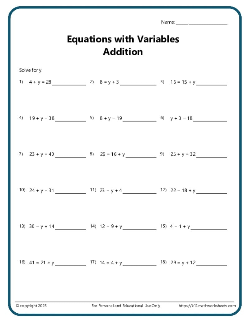 Grade 8 Math Worksheets