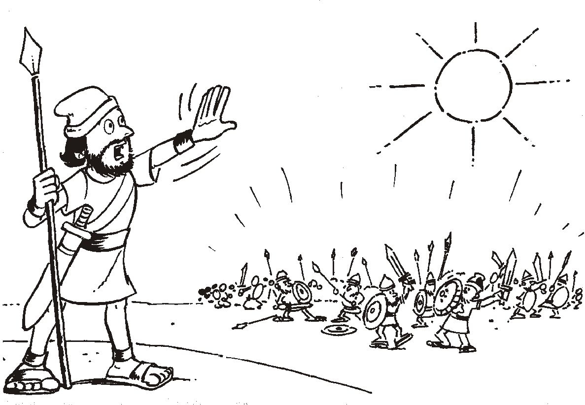 Joshua Commanding The Sun To Stand Still Coloring Page Free Printable