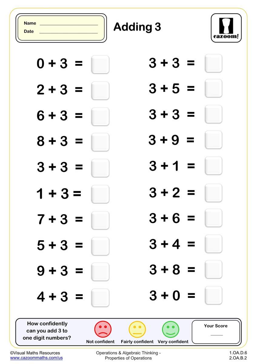 Adding 3 20 Questions PDF Printable Addition Worksheets Cazoom Math Addition Within 20 Worksheets Alien Schooler