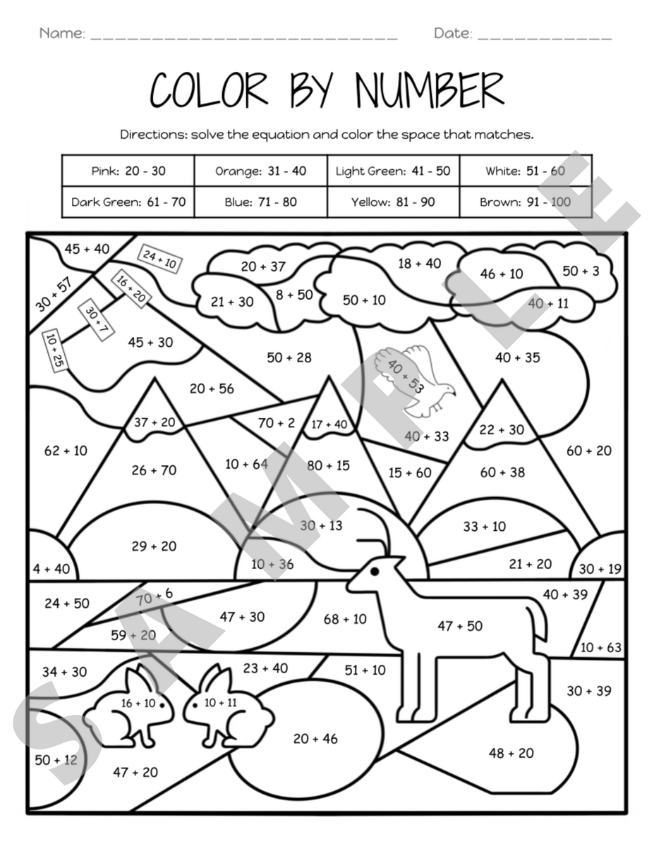 Adding With Base Ten Two Digit Place Value Color By Number Activity Worksheet K 5 Teachers Students Math Classroom Classful Color By Math Worksheets For Addition And Subtraction Practice That Kids Love Tunstall S Teaching