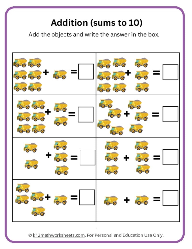 Adding With Objects Worksheets K12 Math Worksheets