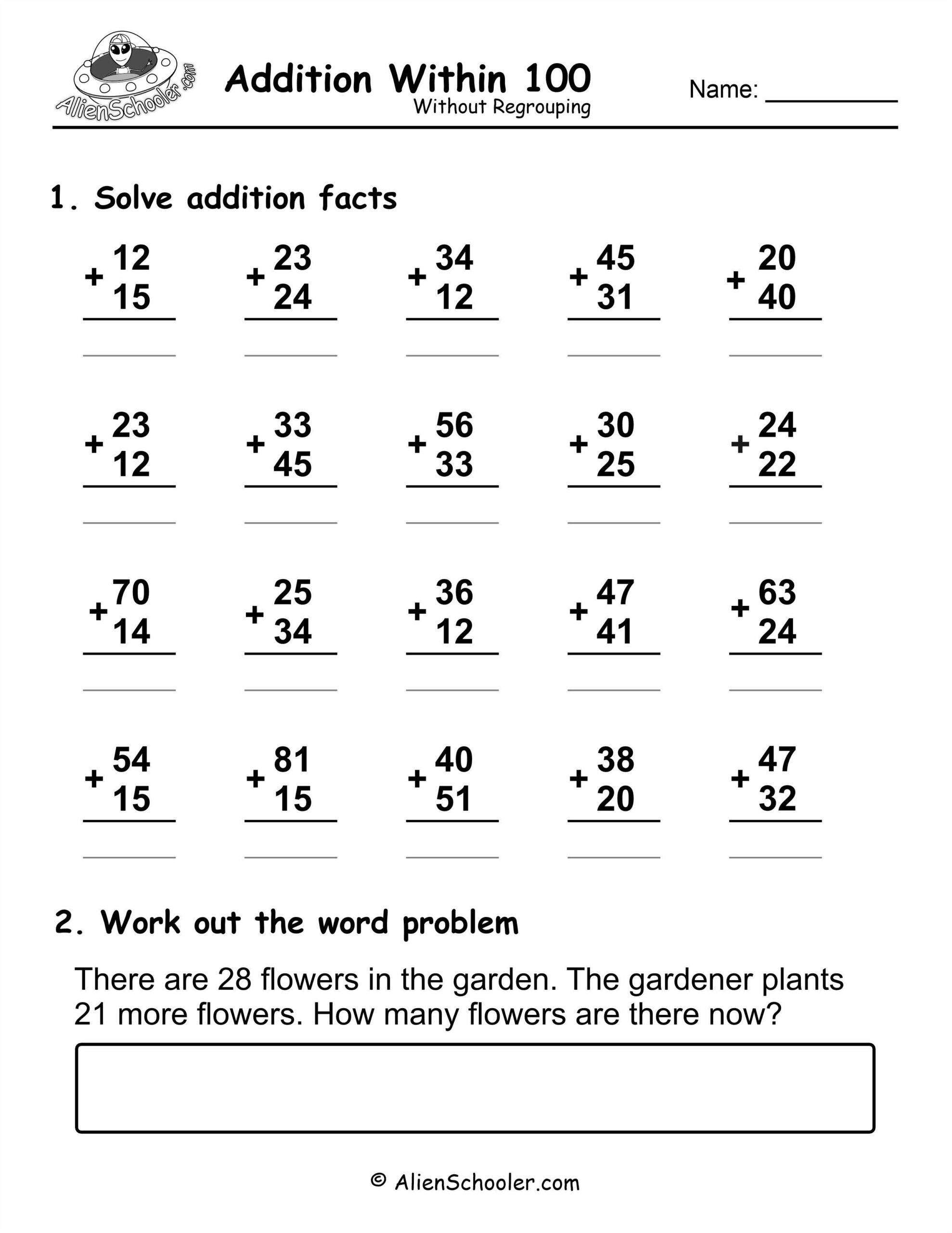 Adding Within 100 Worksheets Free Printables Third Grade Addition Worksheets