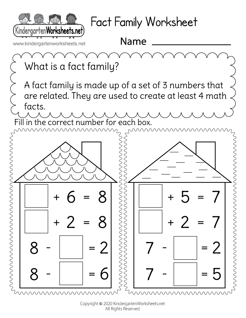 Fact Family Worksheets Superstar Worksheets