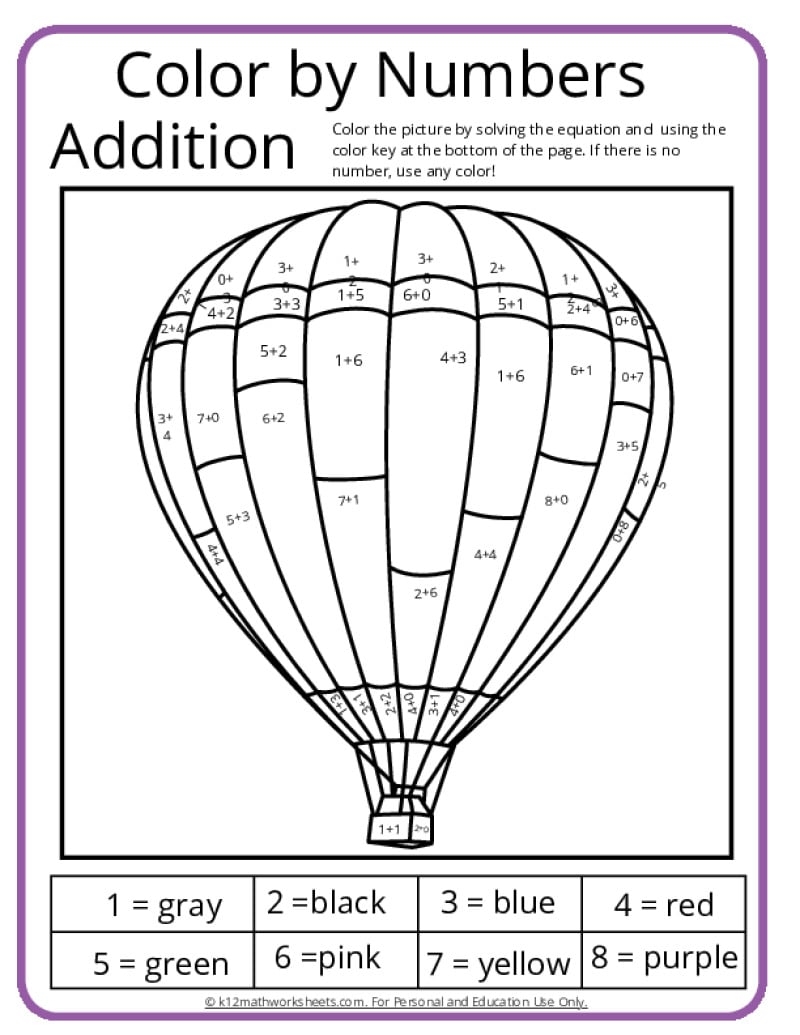 Color By Addition Worksheet Free Printable Digital PDF