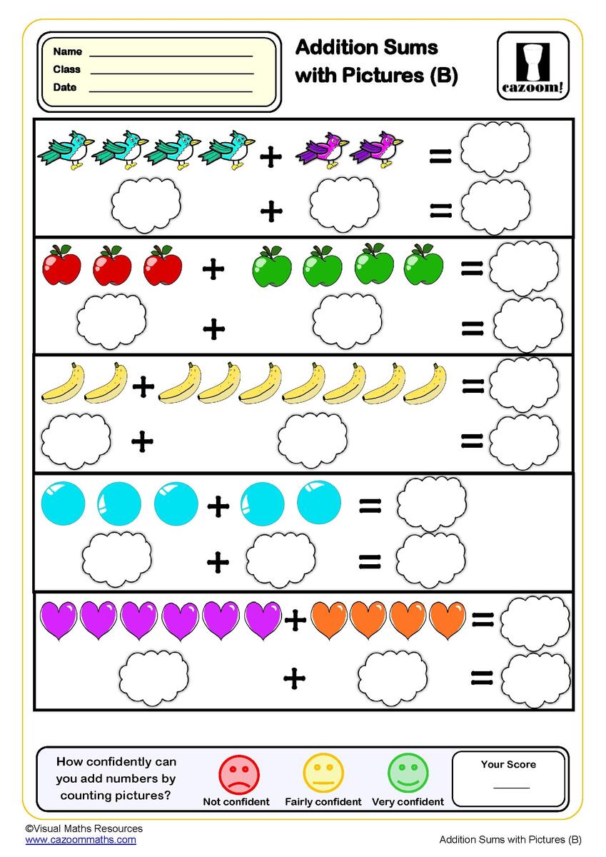 Fruit Picture Addition Worksheet Free Printable Digital PDF
