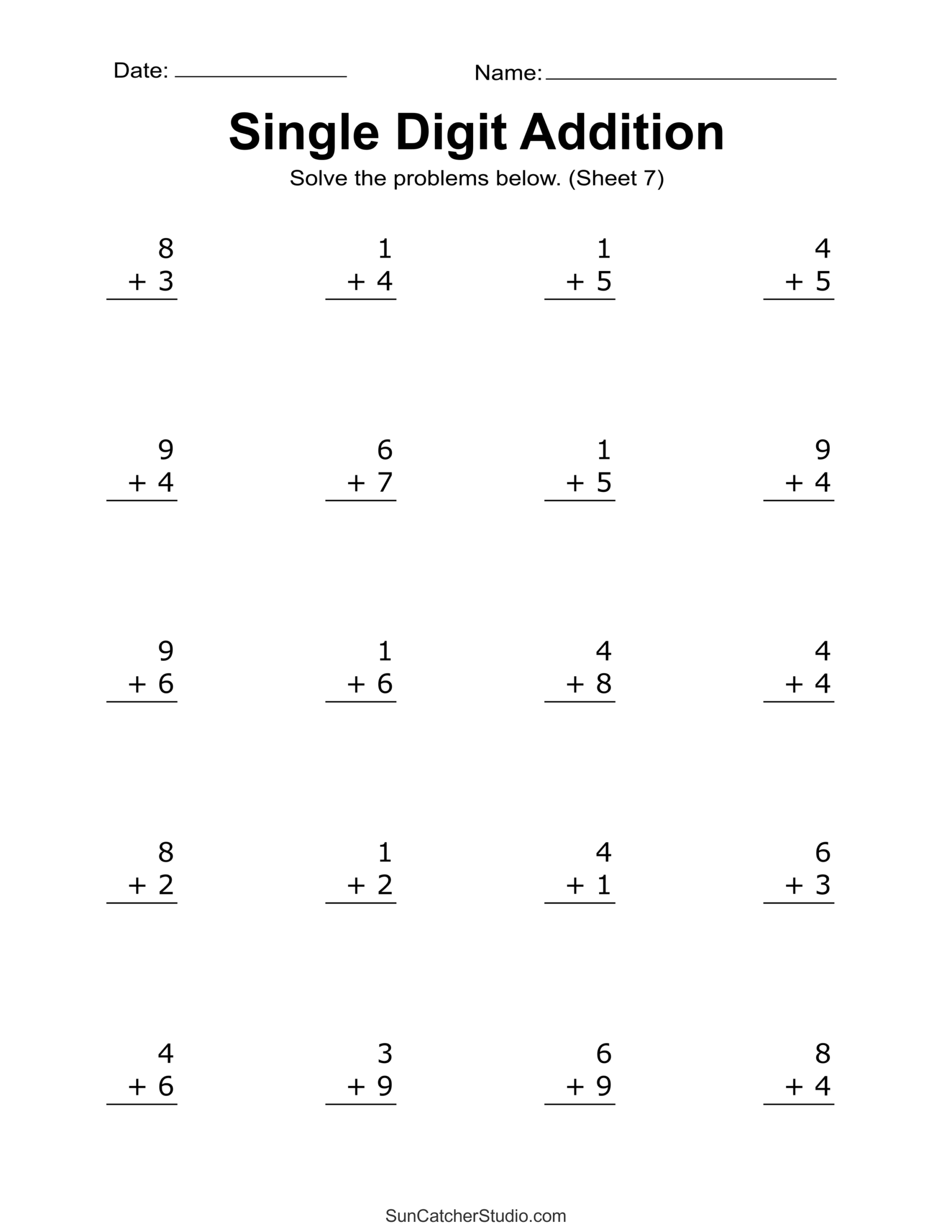 Addition Worksheets For Kindergarten