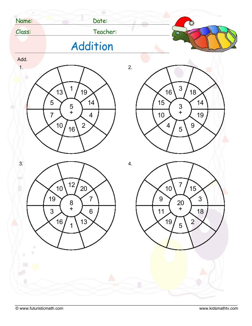 Addition Worksheets Kindergarten Free Downloads Math Champions