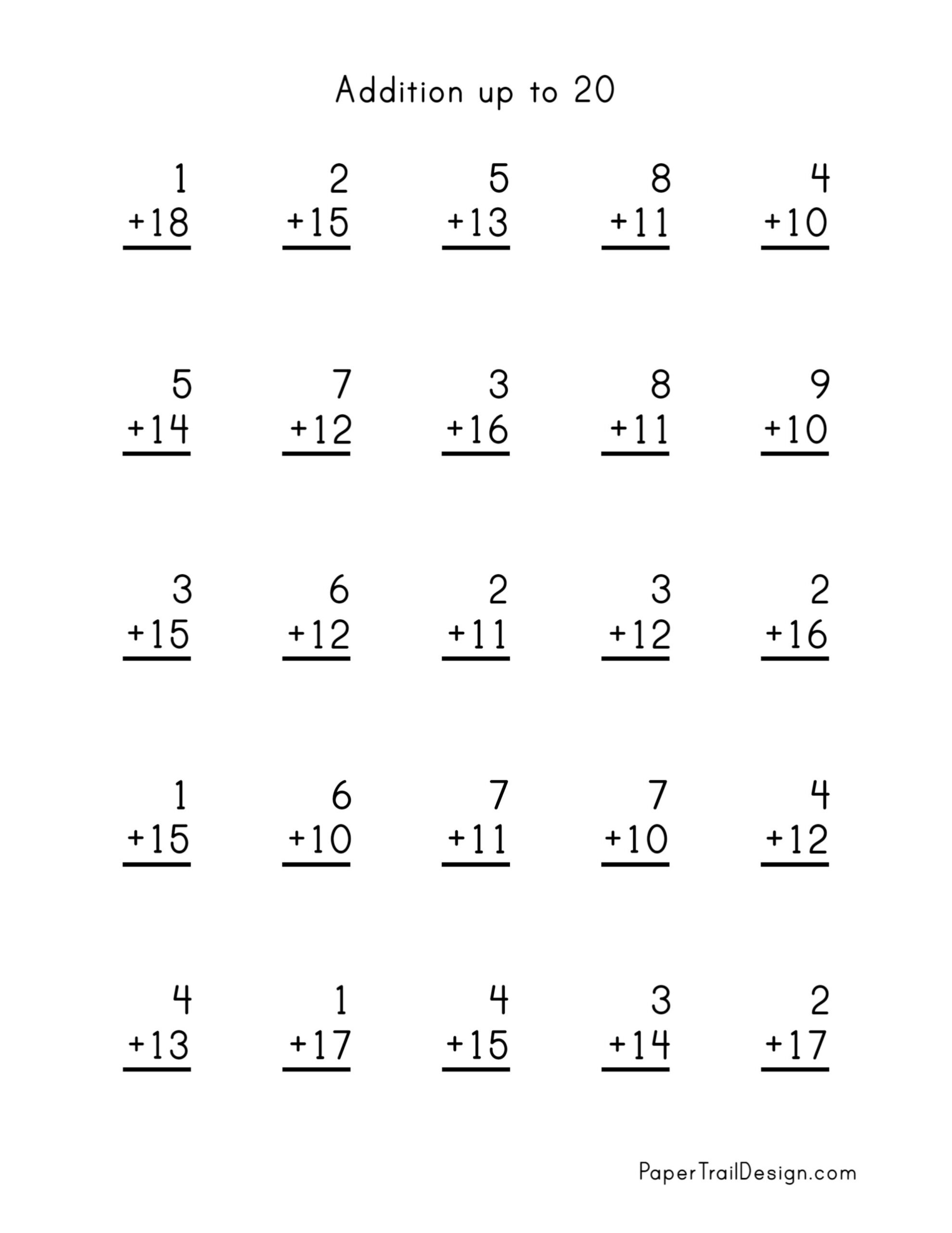 Addition Worksheets Paper Trail Design Addition Drills Superstar Worksheets