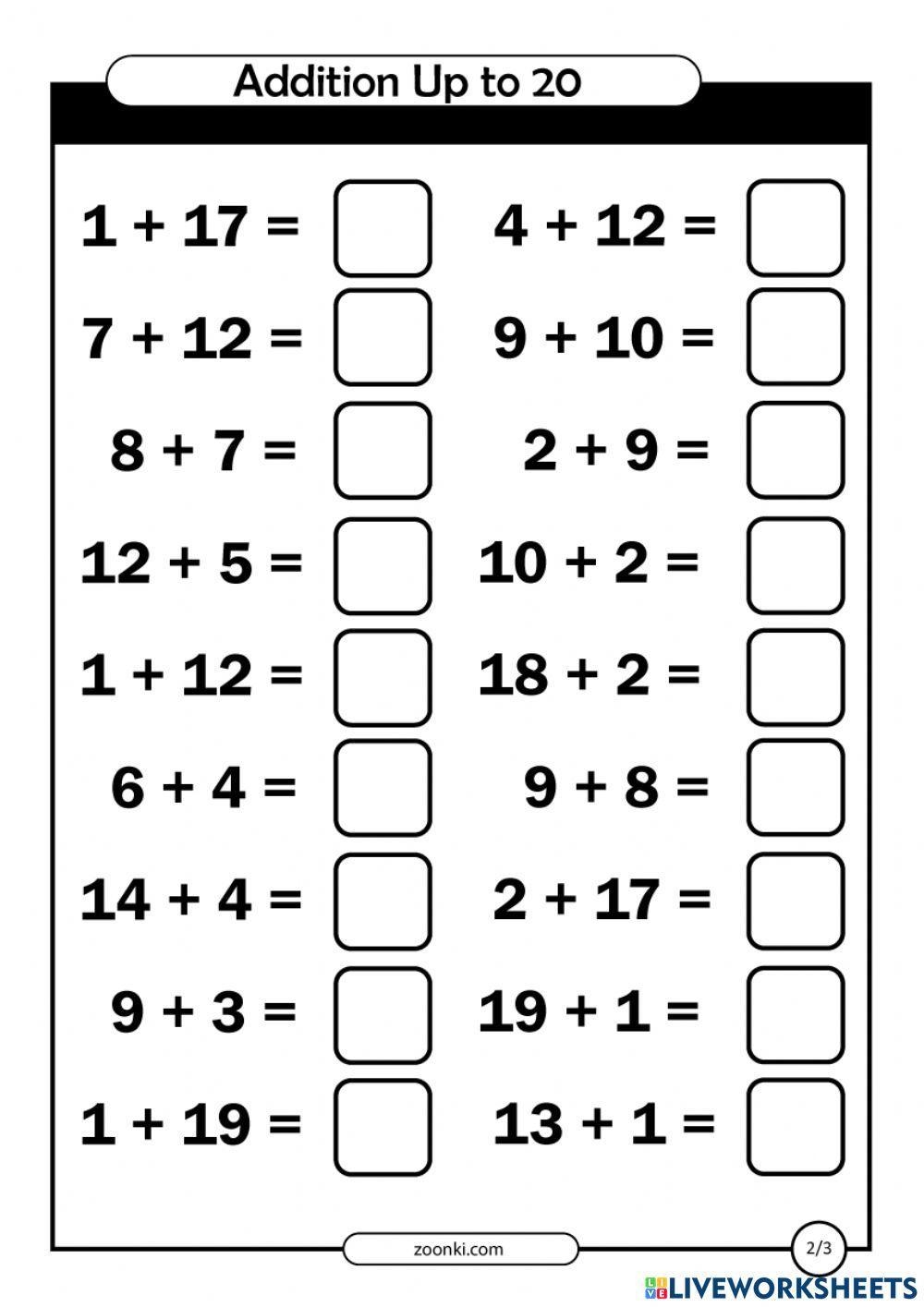 Addition Worksheets Within 20 Practice And Master Addition Skills Addition Worksheets Within 20 Practice And Master Addition Skills