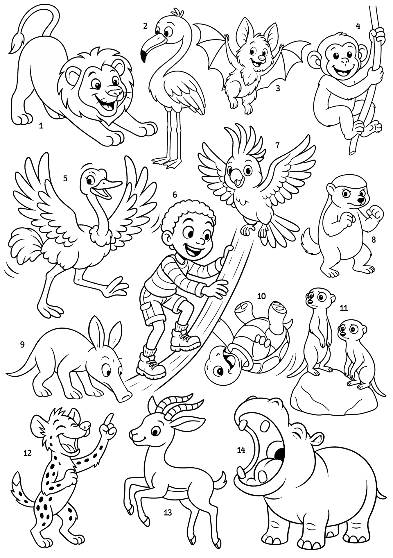 African Jungle Find And Color Worksheet Coloring Page Free Printable
