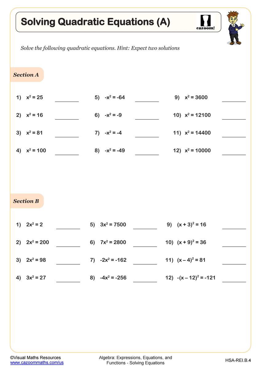 Algebra I Solving Equations Worksheets PDF Printable Cazoom Math