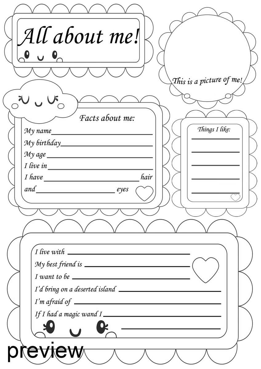 All About Me Poster Printable Worksheet Back To School Template First Day Of School Activities School Sheets Digital Download Etsy