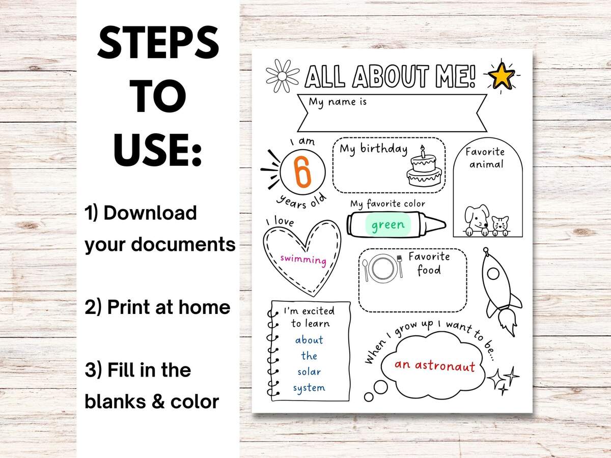 All About Me Printable Back To School Worksheet Kids Get To Know Me Classroom Activity Homeschool Coloring Page Digital Download PDF Etsy All About Me Printable Back To School Worksheet Kids Get To Know Me Classroom Activity Homeschool Coloring Page Digital Download PDF Etsy