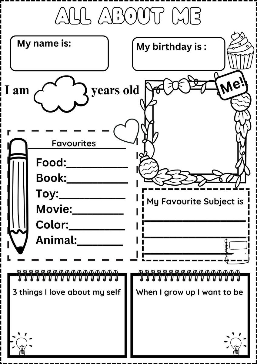 All About Me Worksheet Free All About Me Worksheets Free Printable The Teaching Aunt