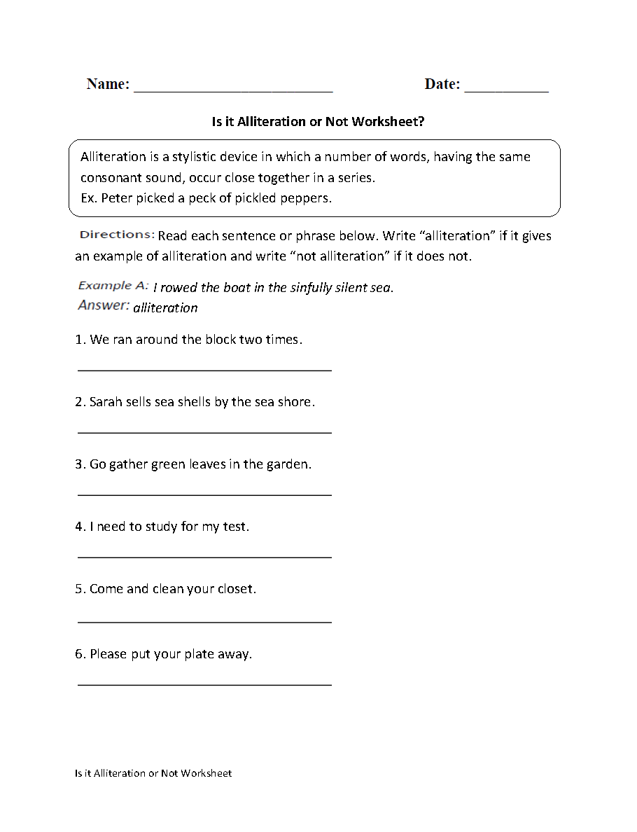 Alliteration Worksheets Is It Alliteration Or Not Worksheet Alliteration Worksheets Is It Alliteration Or Not Worksheet
