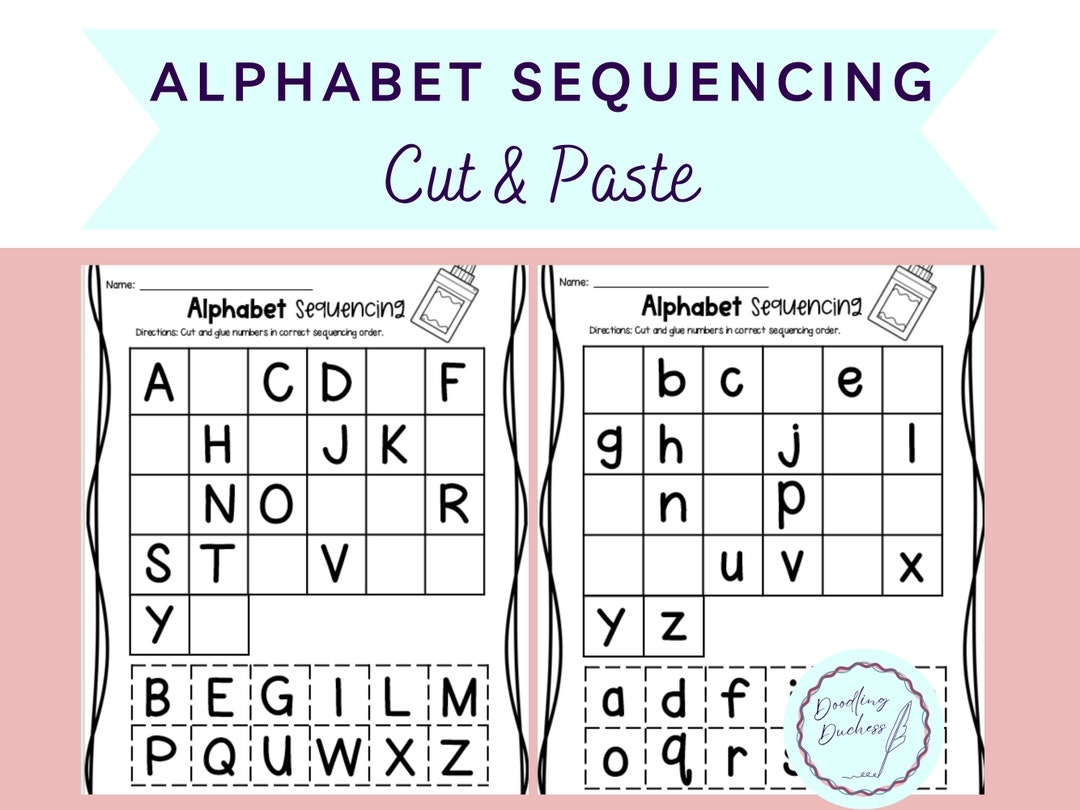 Alphabet Sequencing Cut Paste Letters Uppercase Lowercase Fine Motor Skills Scissors Pre K Kindergarten Worksheets Printable Etsy Free Cut And Paste Sequencing Worksheets The Keeper Of The Memories