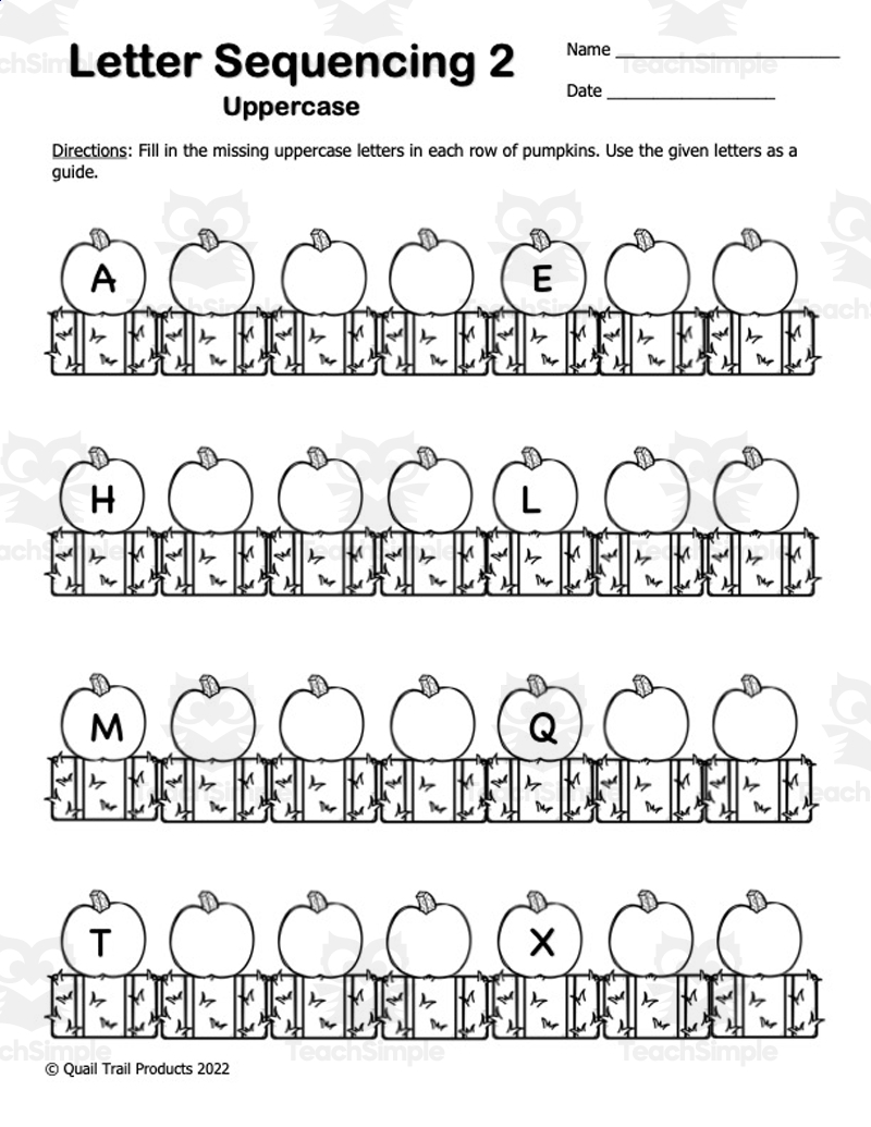 Alphabet Sequencing Worksheets Pumpkin Theme By Teach Simple Alphabet Sequencing Worksheets Pumpkin Theme By Teach Simple